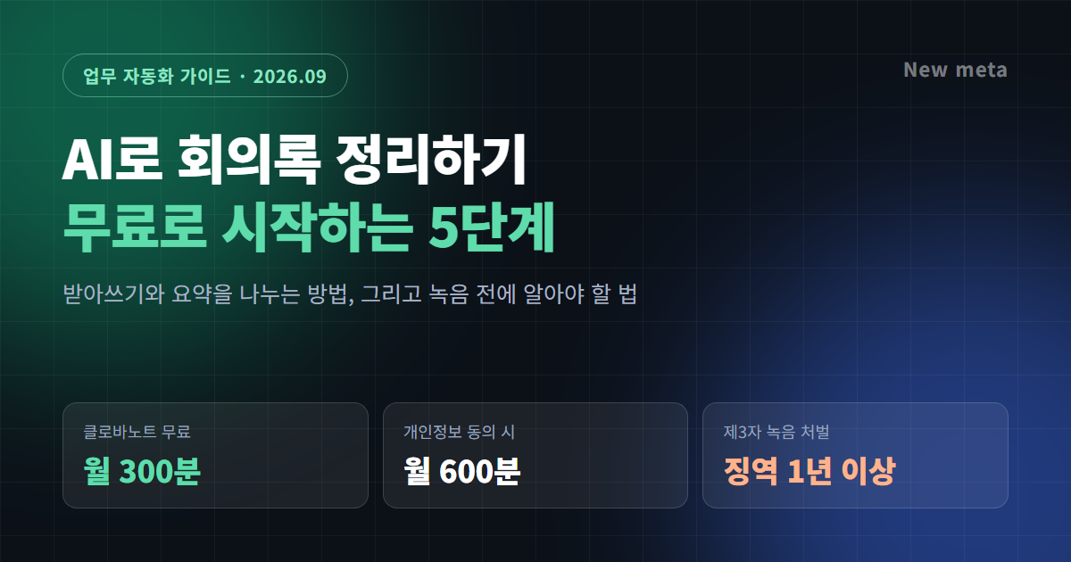 AI로 회의록 정리하는 법, 무료 클로바노트 300분과 녹음 관련 법 요약